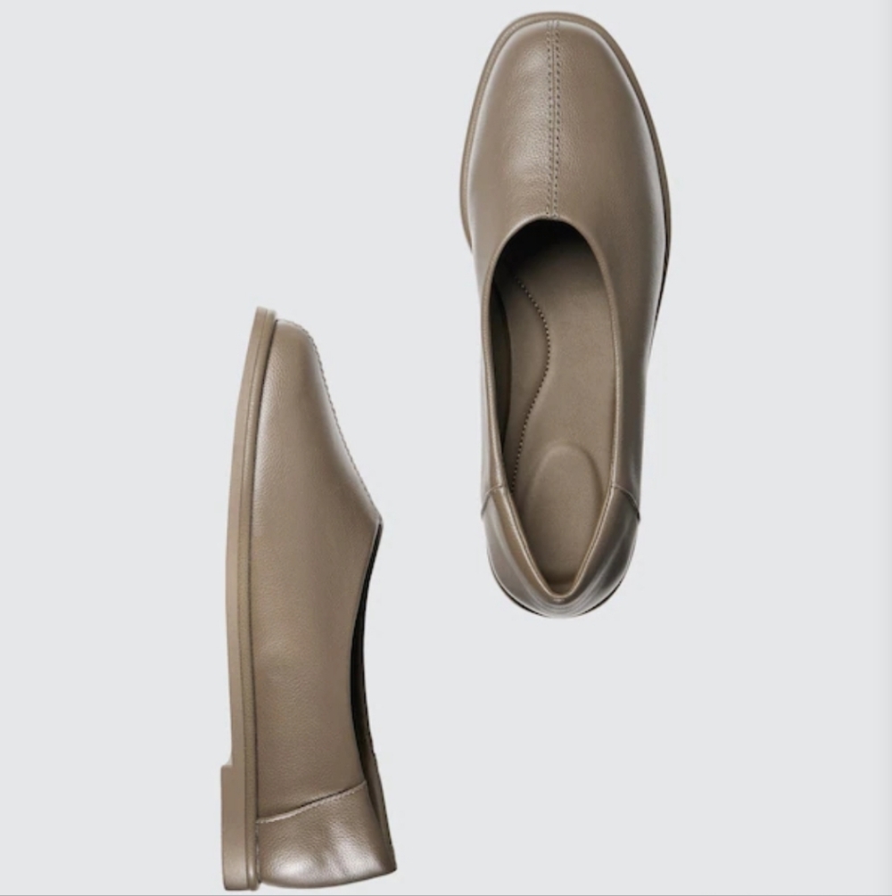 Uniqlo C Slip-On Square Toe Shoes, Brown, 7, Minimalist Chic, GUC, Sold Out!
